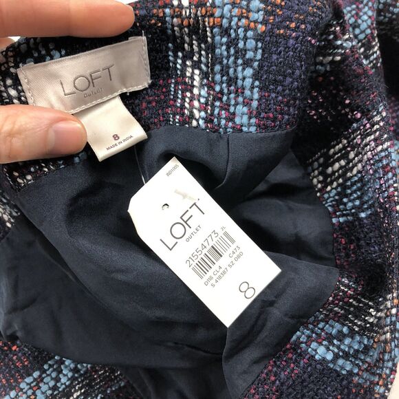 NWT Loft Outlet Blue Purple Tweed Lined Skirt Women's Size 8 - Picture 4 of 5